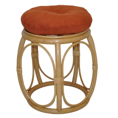 Ratanová taburetka široká medová polstr pískový