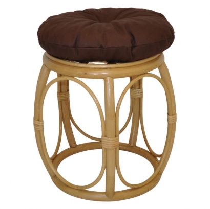 Ratanová taburetka široká medová polstr hnědý kepr