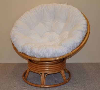 Ratanový papasan houpací medový polstr bílý