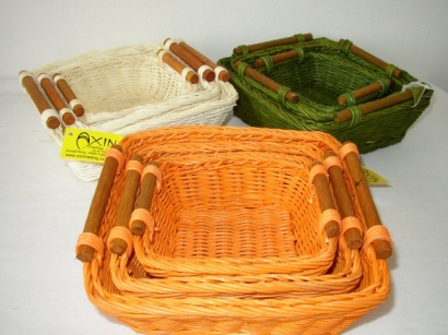 Ratanový košík čtvercový set 3 varianta zelená