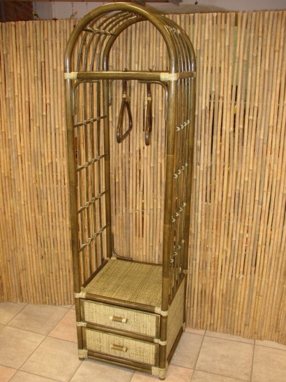 Ratanová police s věšákem hnědá 6847