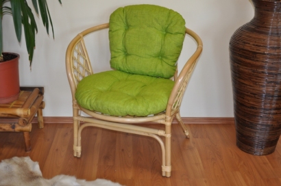 Ratanové křeslo Bahama medové polstr světle zelený melír 