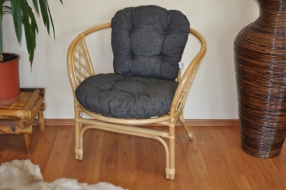 Ratanové křeslo Bahama medové polstr tmavě šedý melír