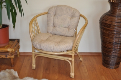 Ratanové křeslo Bahama medové polstr béžový melír