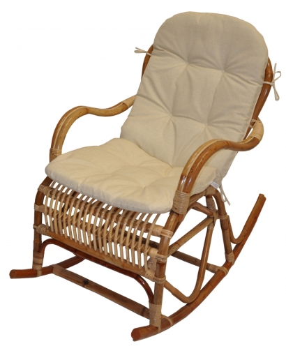Houpací křeslo Klasik ratan semambo  natural - polstr béžový melír