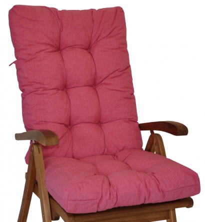 Polstr na teakové zahradní křeslo vysoké - látka malinový melír