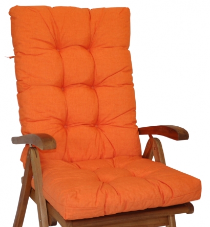 Polstr na teakové zahradní křeslo vysoké - látka oranžový melír