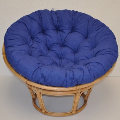 Ratanový papasan 115 cm medový - polstr tmavě modrý melír