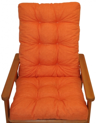 Polstr na zahradní křeslo s mašlí - látka oranžový melír