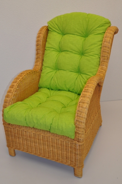 Ratanové křeslo Ear medové polstr světle zelený melír