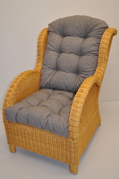 Ratanové křeslo Ear medové polstr šedý melír