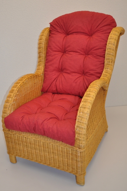 Ratanové křeslo Ear medové polstr vínový melír