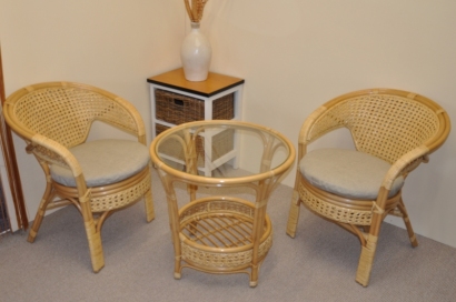 Ratanová sedací souprava Kina medová polstr tmavě béžový melír