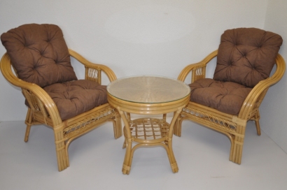 Ratanová sedací souprava Rio De Janeiro 2+1 medová polstry hnědý melír