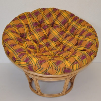 Ratanový papasan 115 cm medový - polstr okrová kostka