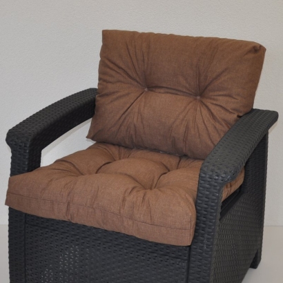 Polstr na křeslo z umělého ratanu - látka hnědý melír