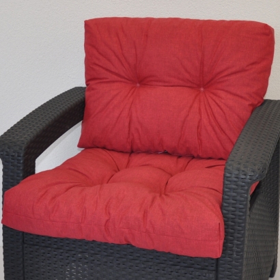 Polstr na křeslo z umělého ratanu - látka vínový melír