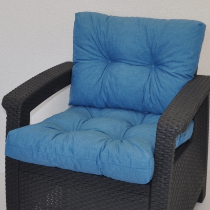 Polstr na křeslo z umělého ratanu - látka tyrkysový melír