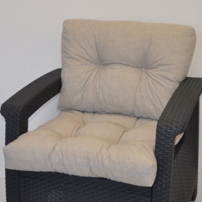 Polstr na křeslo z umělého ratanu - látka tmavě béžový melír