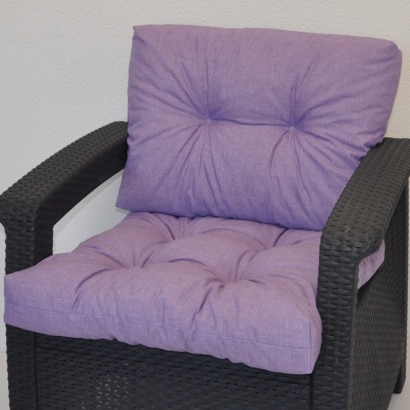 Polstr na křeslo z umělého ratanu - látka fialový melír