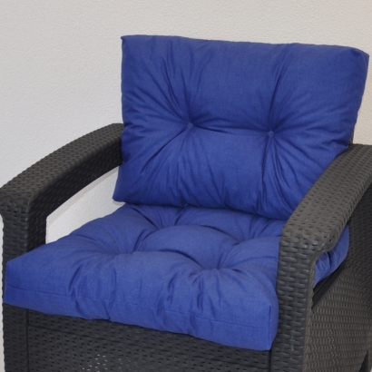 Polstr na křeslo z umělého ratanu - látka modrý melír