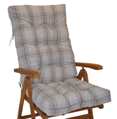Polstr na teakové zahradní křeslo vysoké - látka Antik kostka