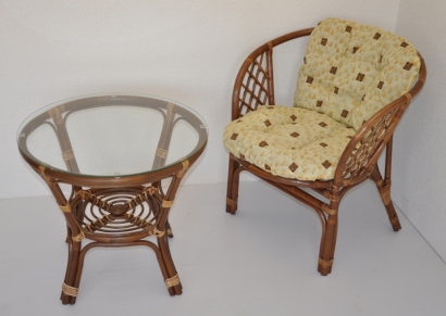 Ratanová sedací souprava Bahama 1+1 hnědá, polstr oliver