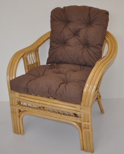 Ratanové křeslo Rio De Janeiro medové - polstr hnědý melír