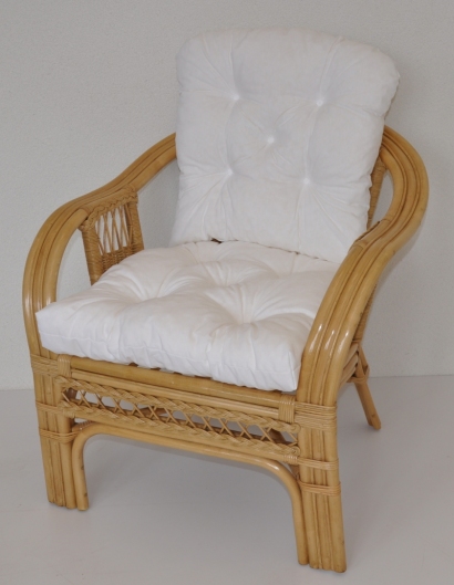 Ratanové křeslo Rio De Janeiro medové - polstr bílý