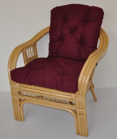Ratanové křeslo Rio De Janeiro medové - polstr vínový