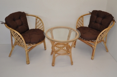 Ratanová sedací souprava Java polstr hnědý kepr