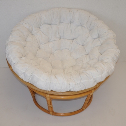 Ratanový papasan 110 cm medový polstr bílý INDO