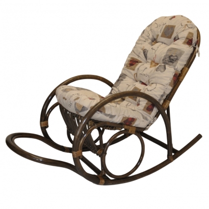 Ratanové houpací křeslo Jenaira hnědé polstr motiv srdce love