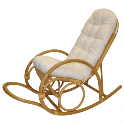 Ratanové houpací křeslo Jenaira medové polstr bílý