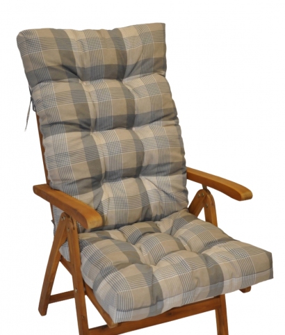 Polstr na teakové zahradní křeslo vysoké - látka UNIKO šedá kostka