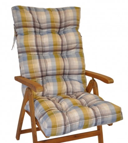 Polstr na teakové zahradní křeslo vysoké - látka UNIKO žlutá kostka