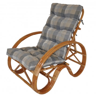 Ratanové křeslo polohovací ratan semambo polstr UNIKO šedá kostka