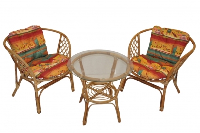 Axin ratanová sedací souprava Bahama 2+1 semambo polstry červené