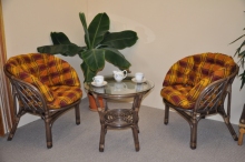 Ratanová sedací souprava Bahama hnědá 2+1, polstr MAXI okrový