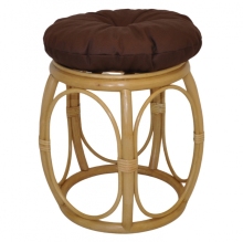 Ratanová taburetka široká medová polstr hnědý kepr