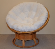 Ratanový papasan houpací medový polstr bílý