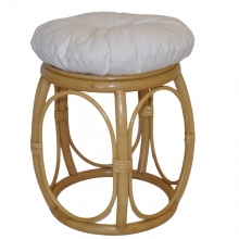 Ratanová taburetka široká medová polstr bílý