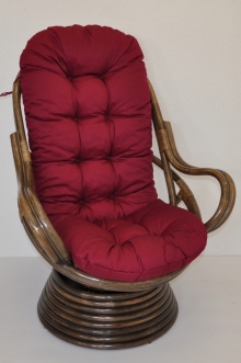Ratanové houpací křeslo Swivel hnědé vínový polstr