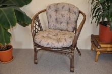 Ratanové křeslo Bahama hnědé polstr levandule