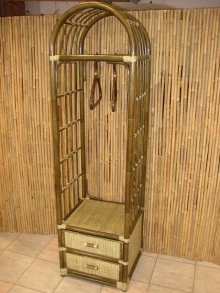 Ratanová police s věšákem hnědá 6847