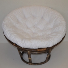 Ratanový papasan 110 cm hnědý bílý polstr