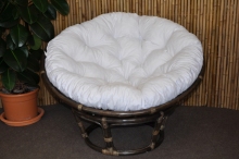 Ratanový papasan 115 cm hnědý - polstr bílý