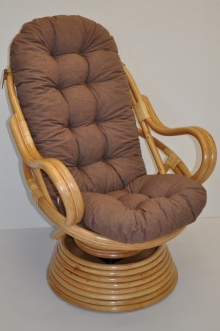 Ratanové houpací křeslo Swivel medové polstr hnědý melír