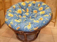 Polstr na křeslo papasan průměr 100 cm modré kopretiny