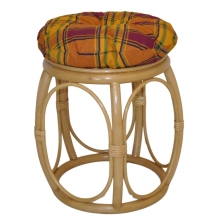 Ratanová taburetka široká medová polstr okrový